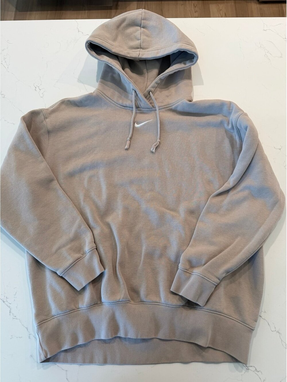 Nike Oversized Center Swoosh Hoodie Taupe Beige - Size S